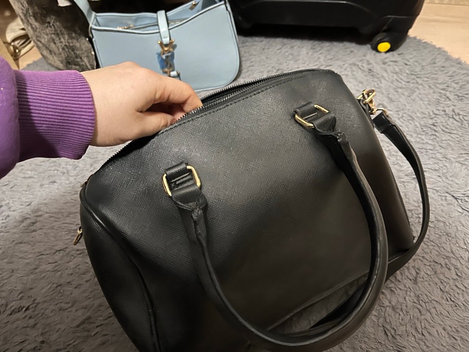 Siyah Deri Kadın Çanta Tokalı - Görsel 3