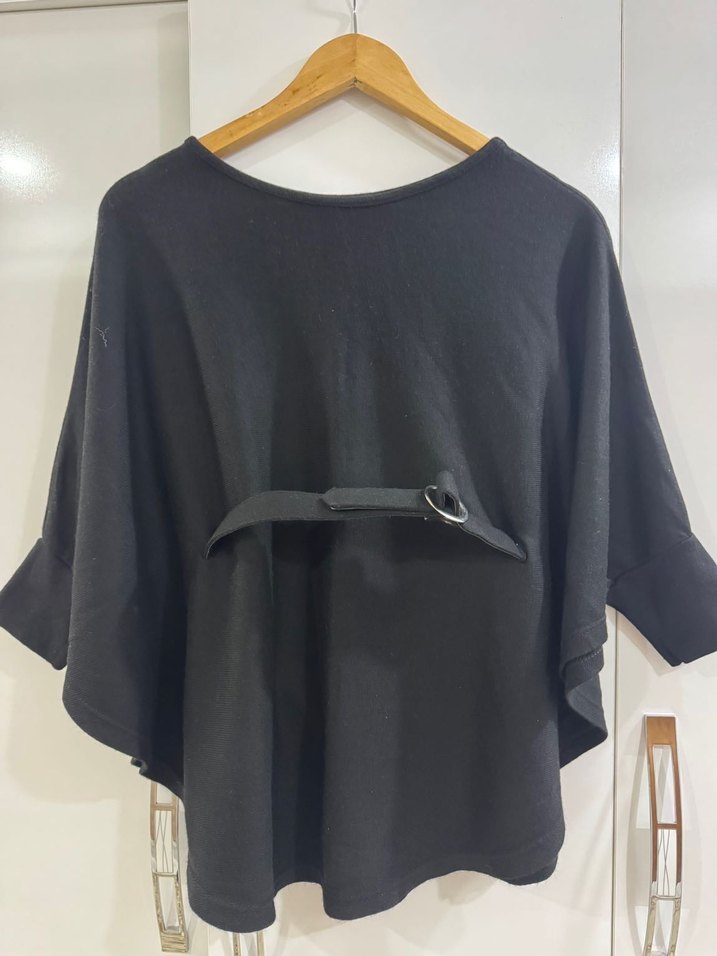 Siyah Kemer Detaylı  Midi Kazak - Görsel 4