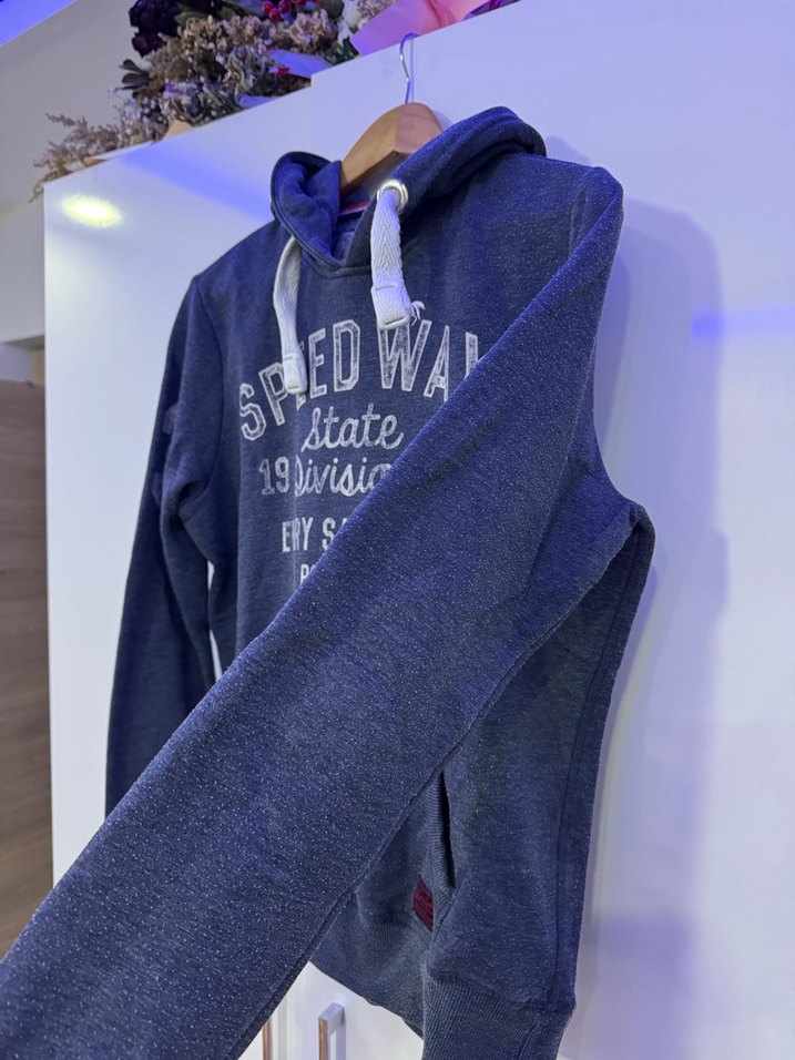 Gri Baskılı Kapüşonlu Sweatshirt - Görsel 2