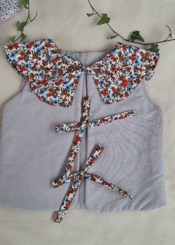 Çiçek Desenli bebek yeleği - Görsel 3