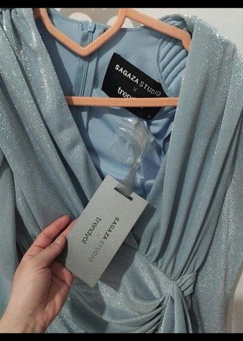 X sagaza mavi elbise - Görsel 3