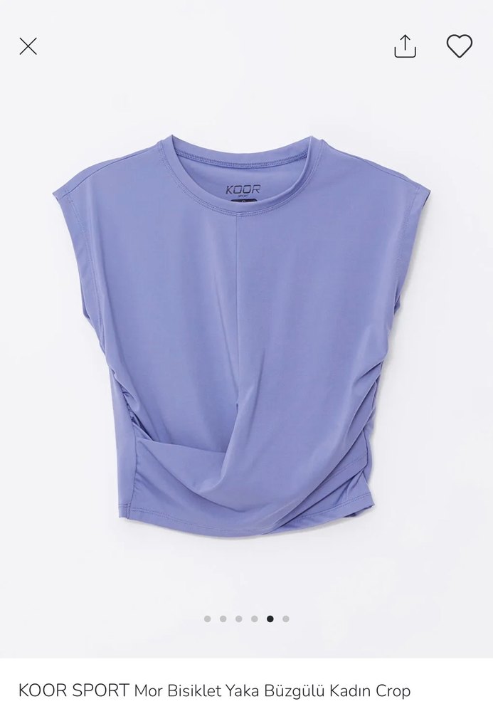 Mor Bisiklet Yaka Büzgülü Kadın Crop - Görsel 3