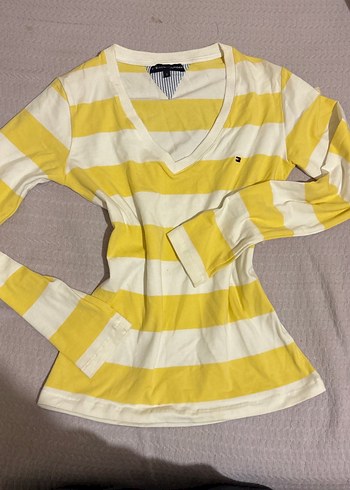 Tommy Hilfiger Beyaz Cizgili V Yaka Tommy Hiifiger Tunik