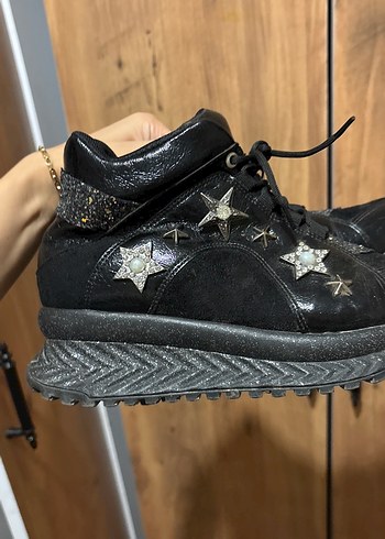 Diğer Tasli Yildizli Siyah Gizli Topuklu Spor Ayakabl