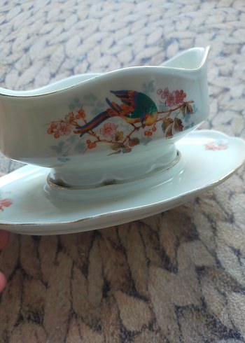 Beyaz Pastel Desenli Porselen Sosluk - Görsel 2