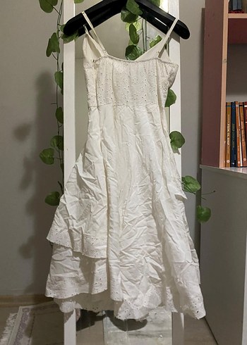 Beyaz Bohem Uzun Askılı elbise - Görsel 2