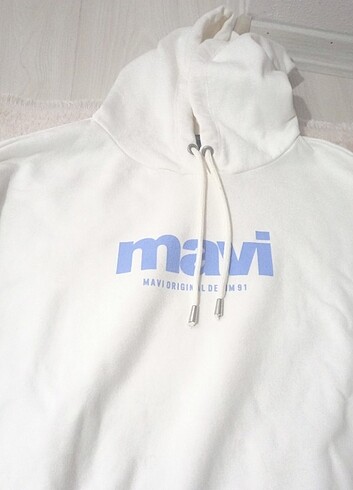 s Beden Mavi kapüşonlu sweatshirt 