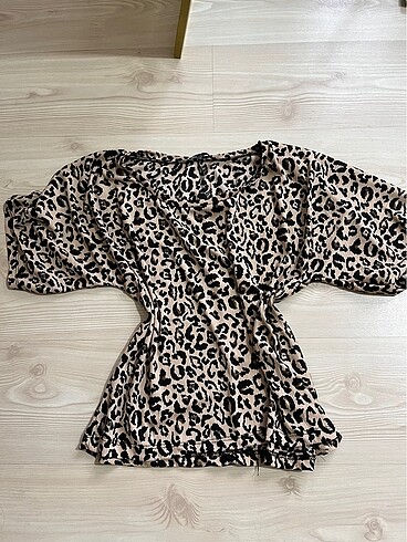 Leopar desen rahat kesim tshirt