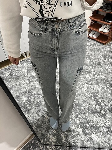 Zara gri cepli jeans