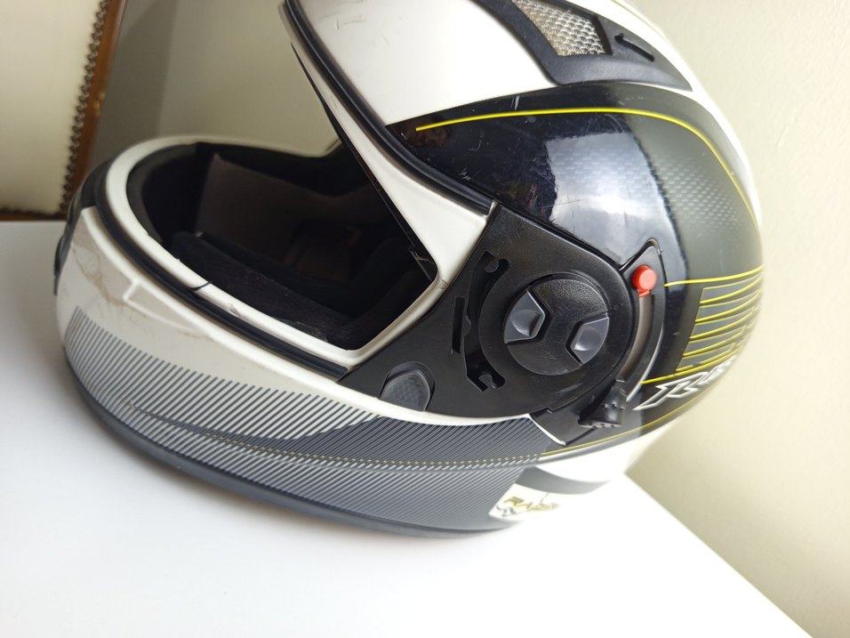 Desenli Beyaz Gri Biker Kask - Görsel 5