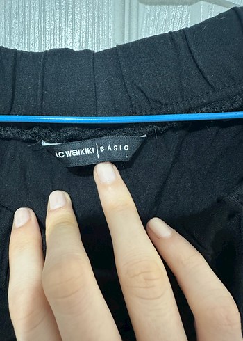 LCW Marka L Beden Siyah Bol Paça Beli Lastikli Rahat Kapri - Görsel 2