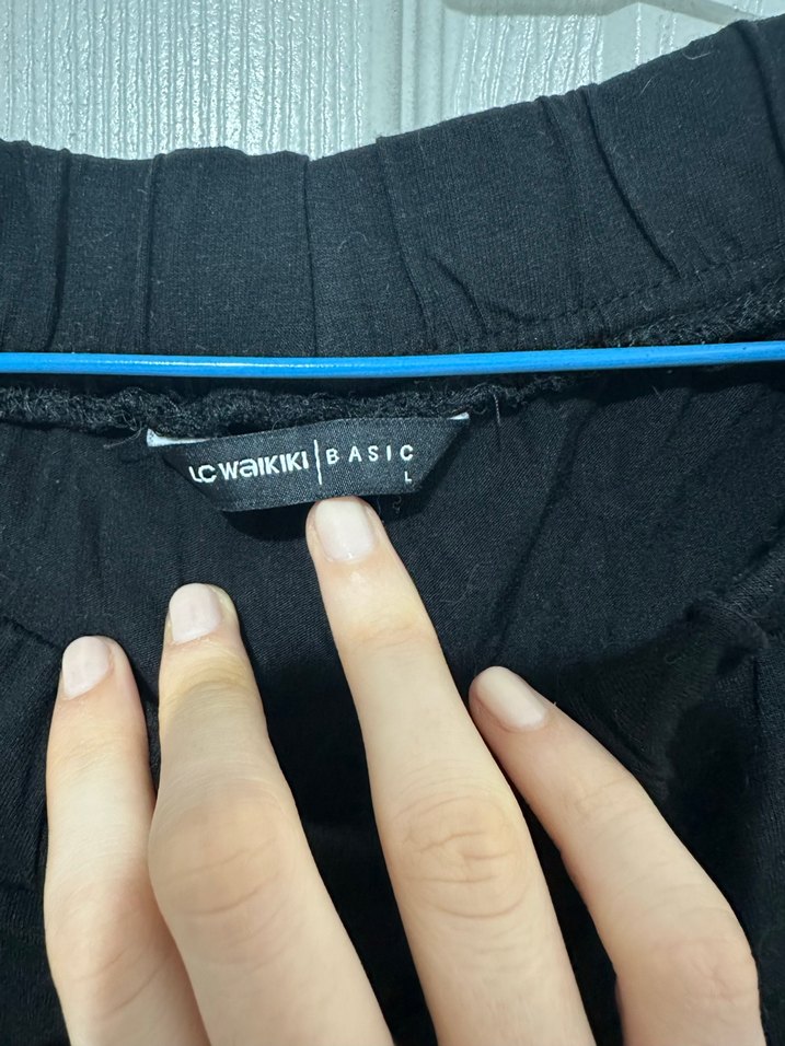 LCW Marka L Beden Siyah Bol Paça Beli Lastikli Rahat Kapri - Görsel 2