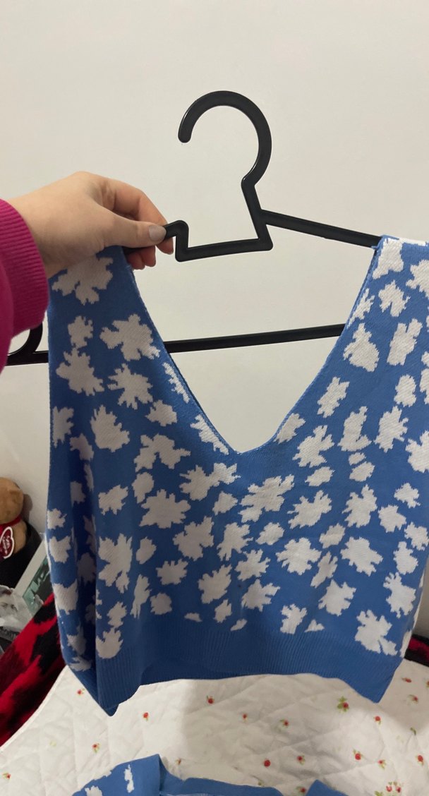 Mavi Desenli  hırka takım - Görsel 5