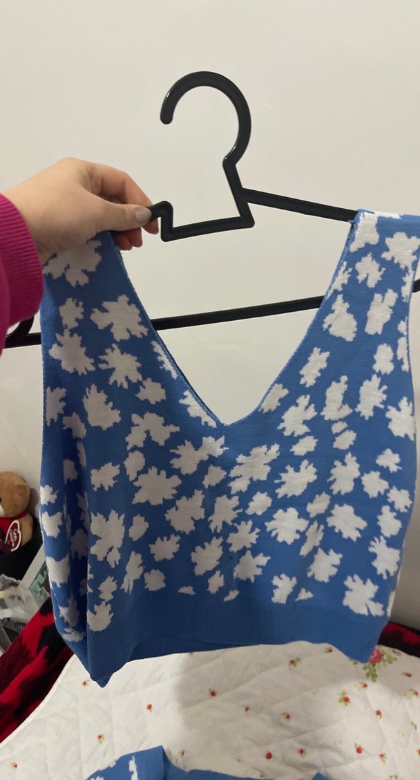 Mavi Desenli  hırka takım - Görsel 4