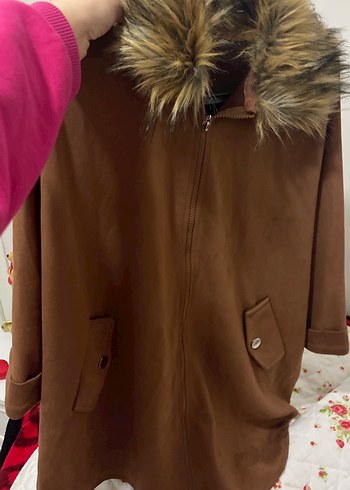 Kürk Detaylı Kahverengi Süet Kadın Ceket - Görsel 4