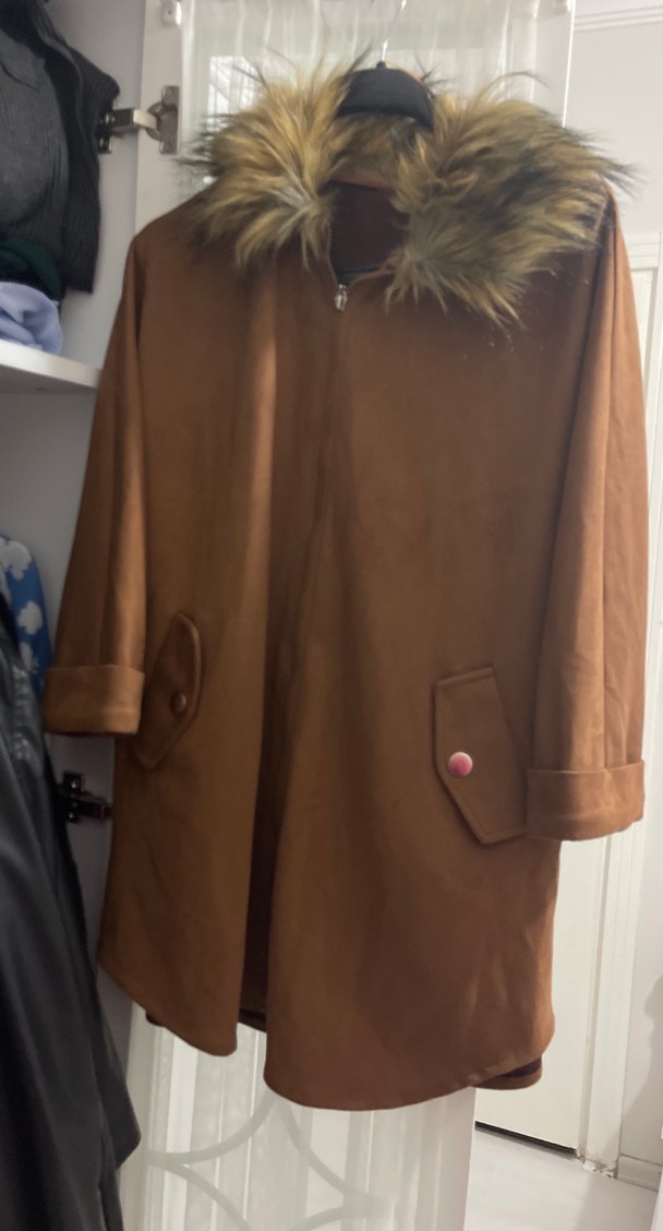 Kürk Detaylı Kahverengi Süet Kadın Ceket - Görsel 5