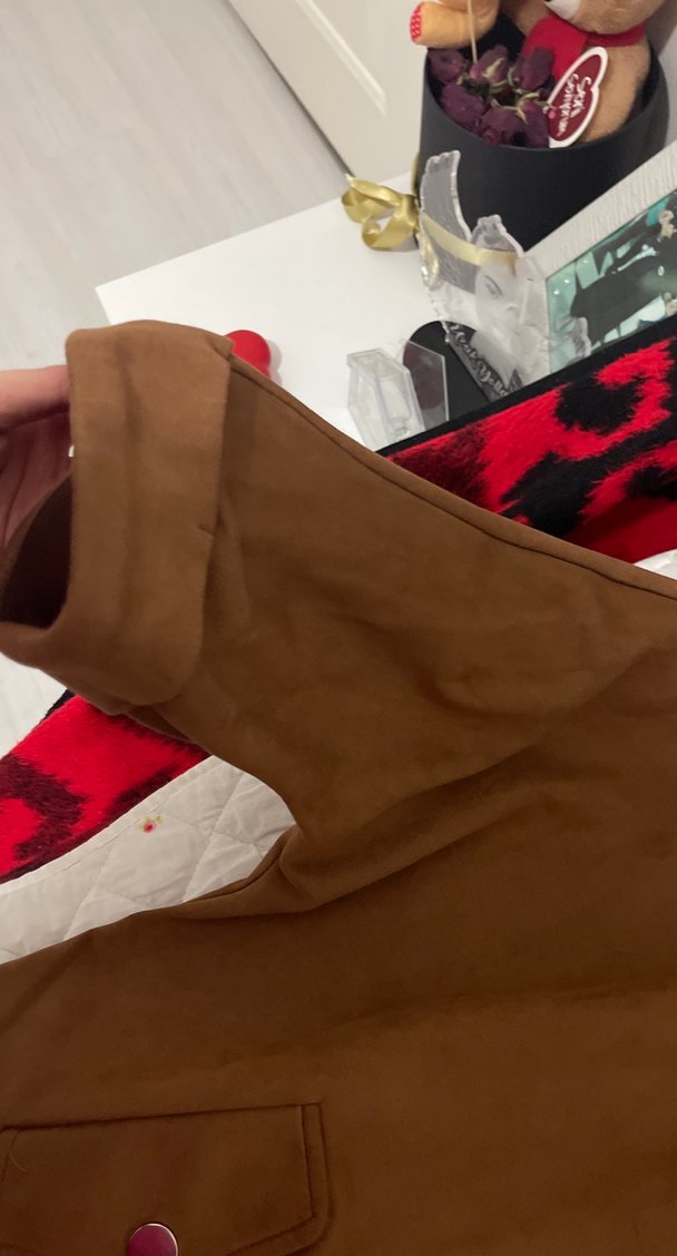 Kürk Detaylı Kahverengi Süet Kadın Ceket - Görsel 2