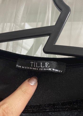 Uzun Kollu Siyah kadife yanları büzgülü Midi Elbise - Görsel 4