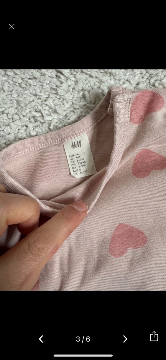 #h&m Pembe Kalp Desenli Uzun Kollu Bebek Takımı - Görsel 2