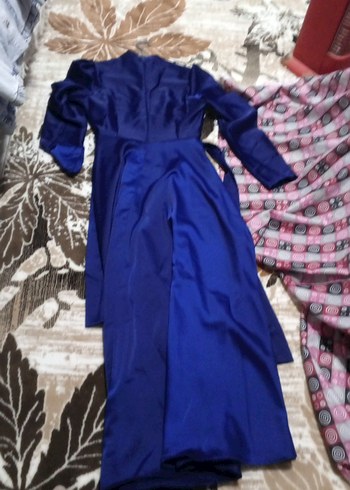 Kadın Lacivert Uzun Drapeli Elbise - Görsel 5