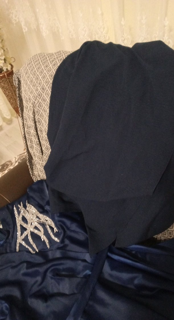 Kadın Lacivert Uzun Drapeli Elbise - Görsel 4