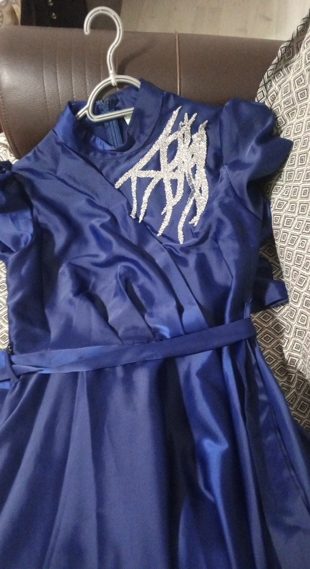 Kadın Lacivert Uzun Drapeli Elbise - Görsel 2