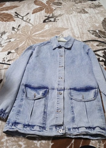 Düğmeli Mavi Kadın Denim Ceket - Görsel 2