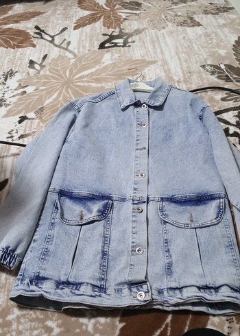 Düğmeli Mavi Kadın Denim Ceket - Görsel 3