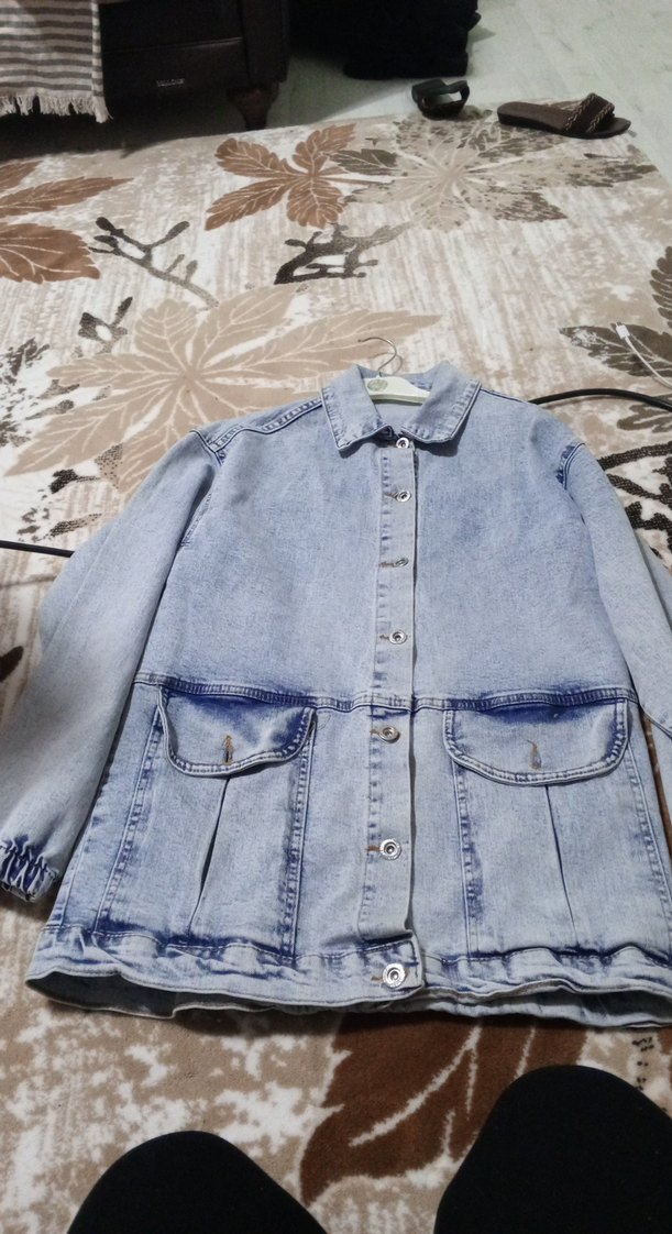 Düğmeli Mavi Kadın Denim Ceket - Görsel 3