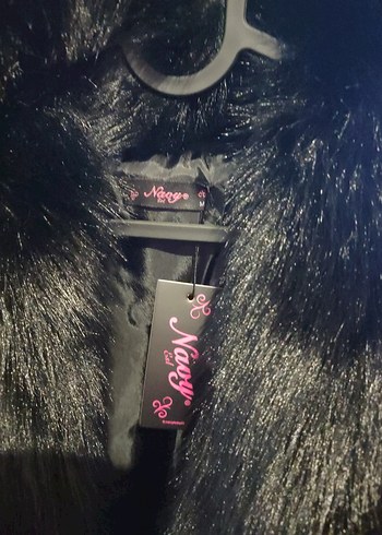 Siyah Kadın Kürk Detaylı Midi Boy Ceket - Görsel 2