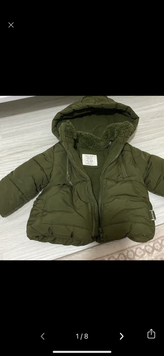 Erkek Çocuk Yeşil Kapüşonlu Suni Kürklü Mont - Görsel 3