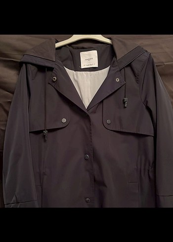 Gri Düğmeli Kadın Yağmurluk Midi Boy - Görsel 2