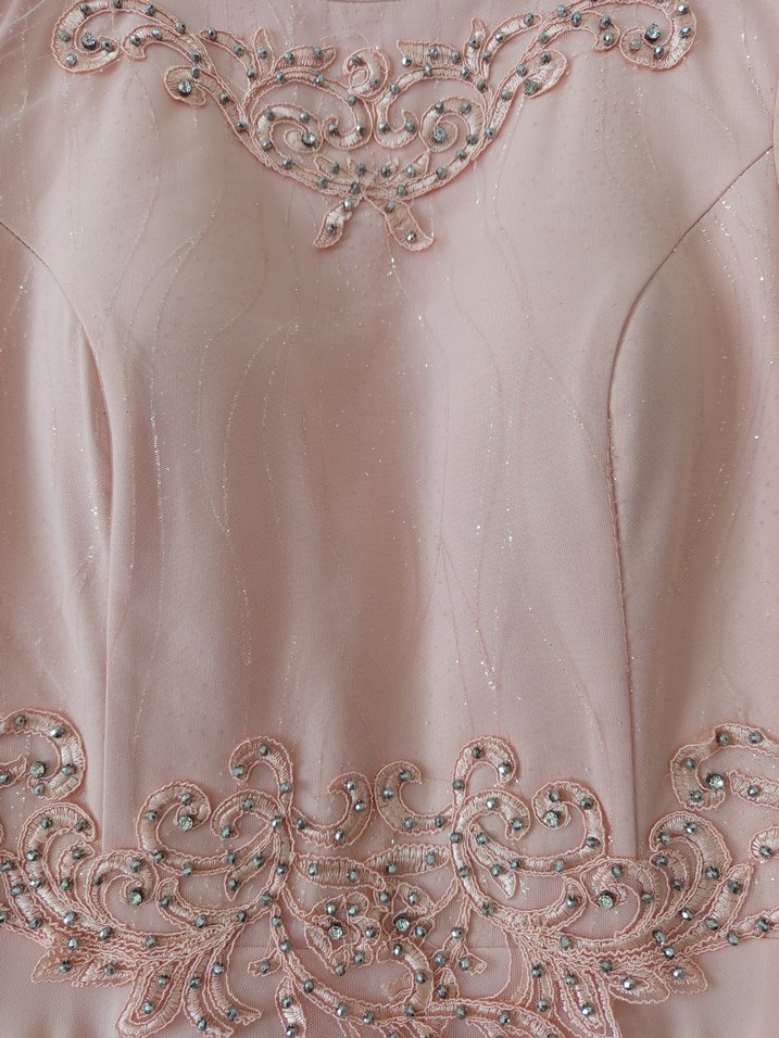 Pudra Uzun Kollu Drapeli Uzun Abiye Elbise - Görsel 2