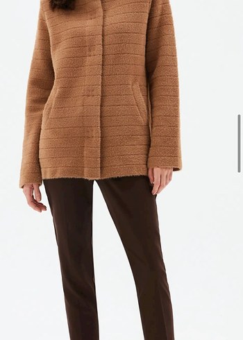 Bej Midi Kadın Yün Kaban - Görsel 2
