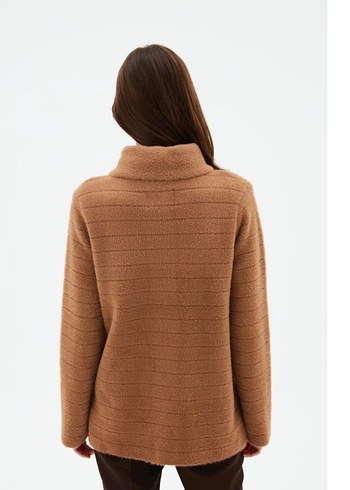 Bej Midi Kadın Yün Kaban - Görsel 3
