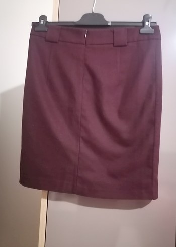 Bordo Düğmeli Midi Hamile Eteği - Görsel 2