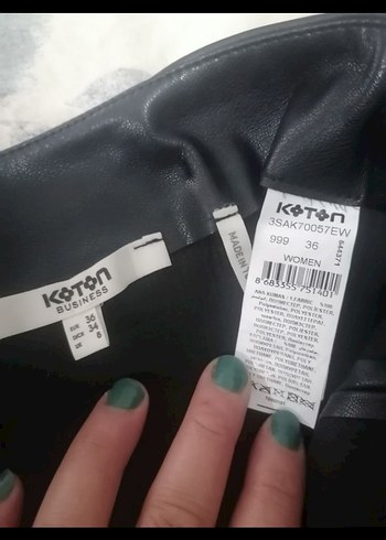 Kadın Siyah Deri Mini Etek - Görsel 4