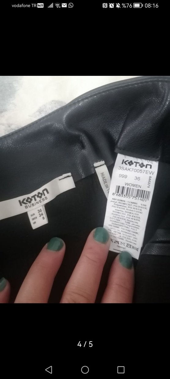 Kadın Siyah Deri Mini Etek - Görsel 4