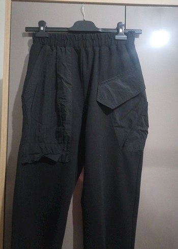 Kadın Siyah Keten Kemerli Rahat Pantolon - Görsel 2