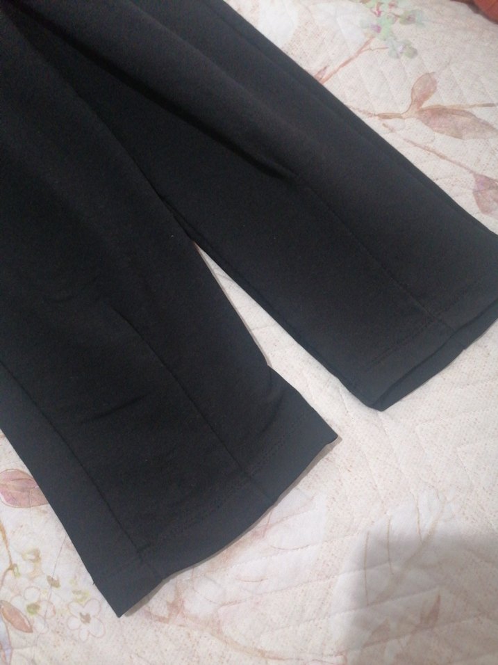 Kadın Siyah Keten Kemerli Rahat Pantolon - Görsel 5