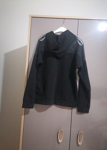 Dantelli Siyah Kadın Sweatshirt - Görsel 2