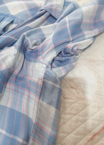 Mavi Pastel Renkli Kadın Gömlek - Görsel 5