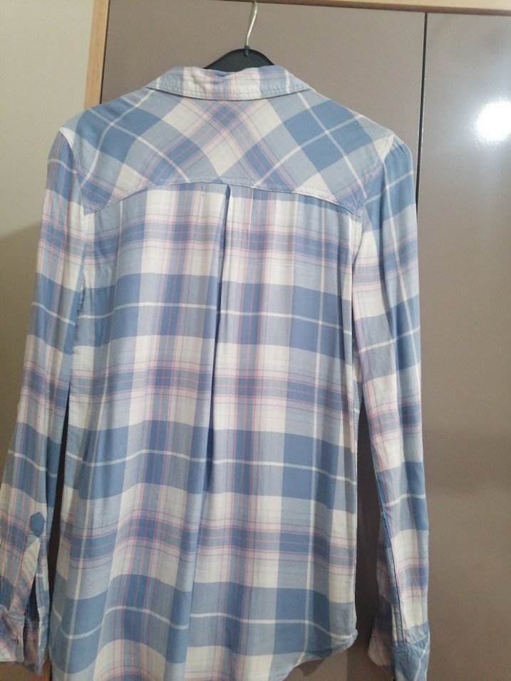 Mavi Pastel Renkli Kadın Gömlek - Görsel 3