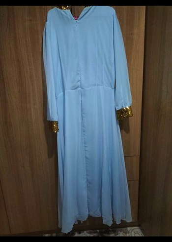 Mavi Drapeli Uzun Kadın Elbise - Görsel 2