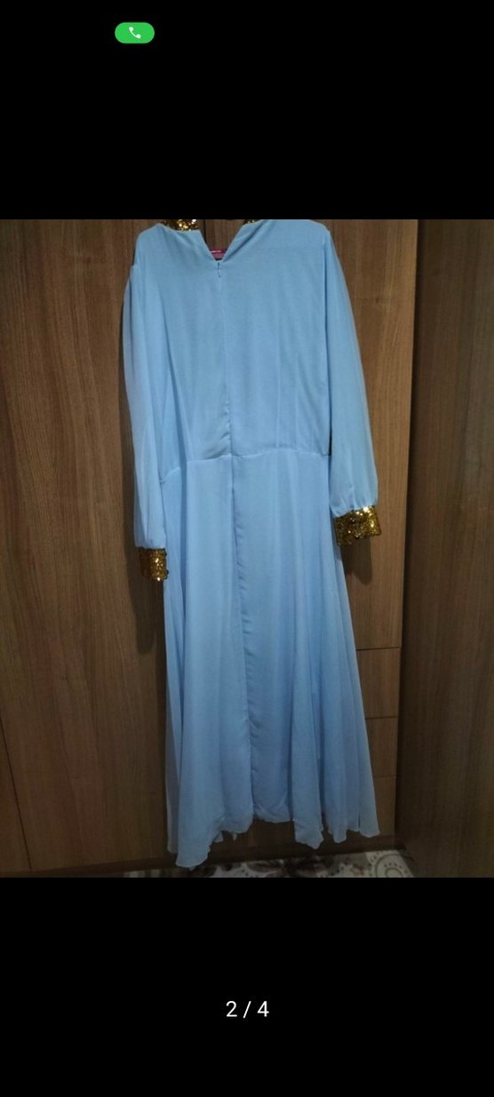 Mavi Drapeli Uzun Kadın Elbise - Görsel 2