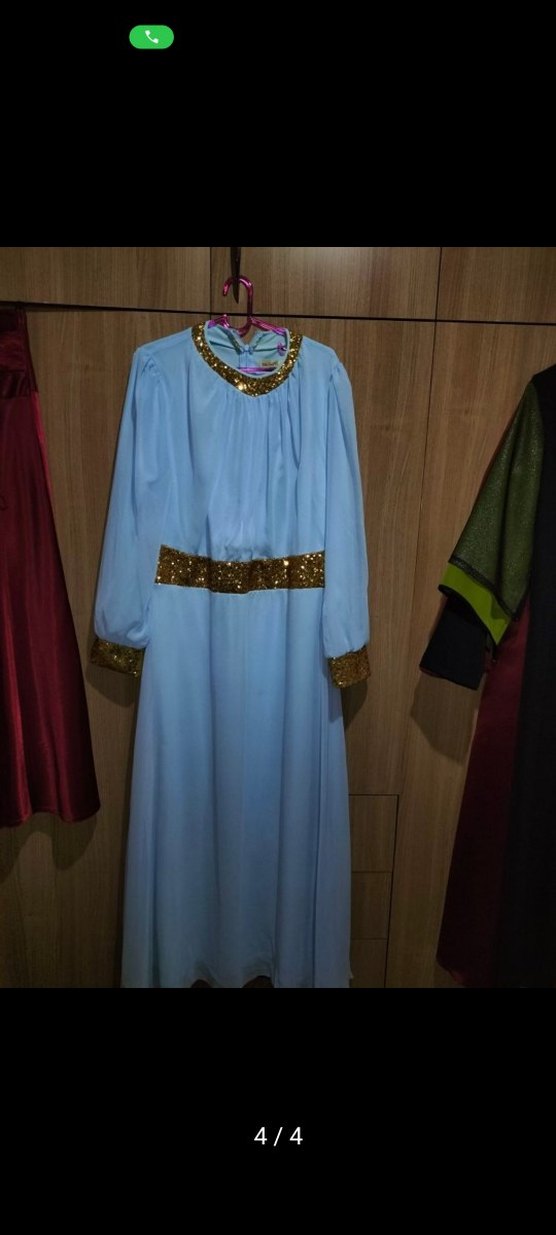 Mavi Drapeli Uzun Kadın Elbise - Görsel 4