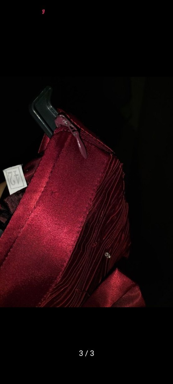 Bordo İşlemeli Uzun Saten Etek - Görsel 3