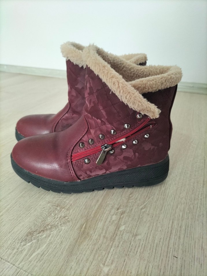 Bordo  Tüylü Çocuk Dolgu Topuk Bot - Görsel 2