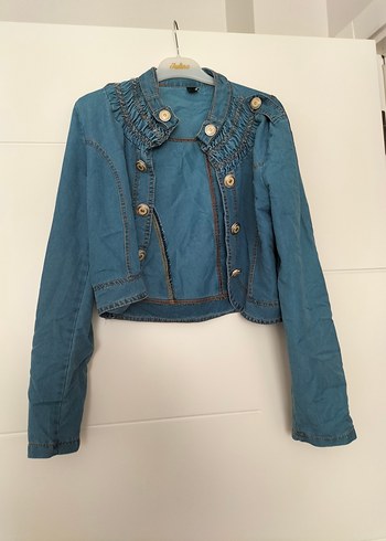 Düğmeli Mavi Uzun Kot Kadın Takım - Görsel 3