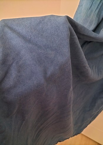 Düğmeli Mavi Uzun Kot Kadın Takım - Görsel 9